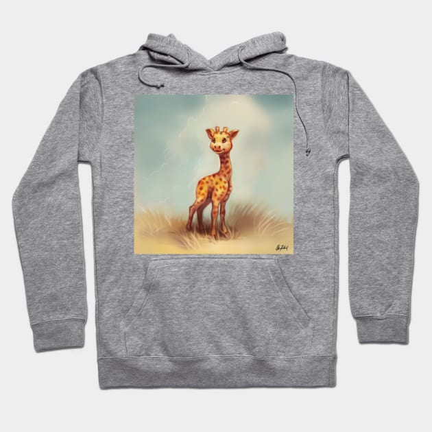 Smiling baby giraffe Hoodie by Artofokan